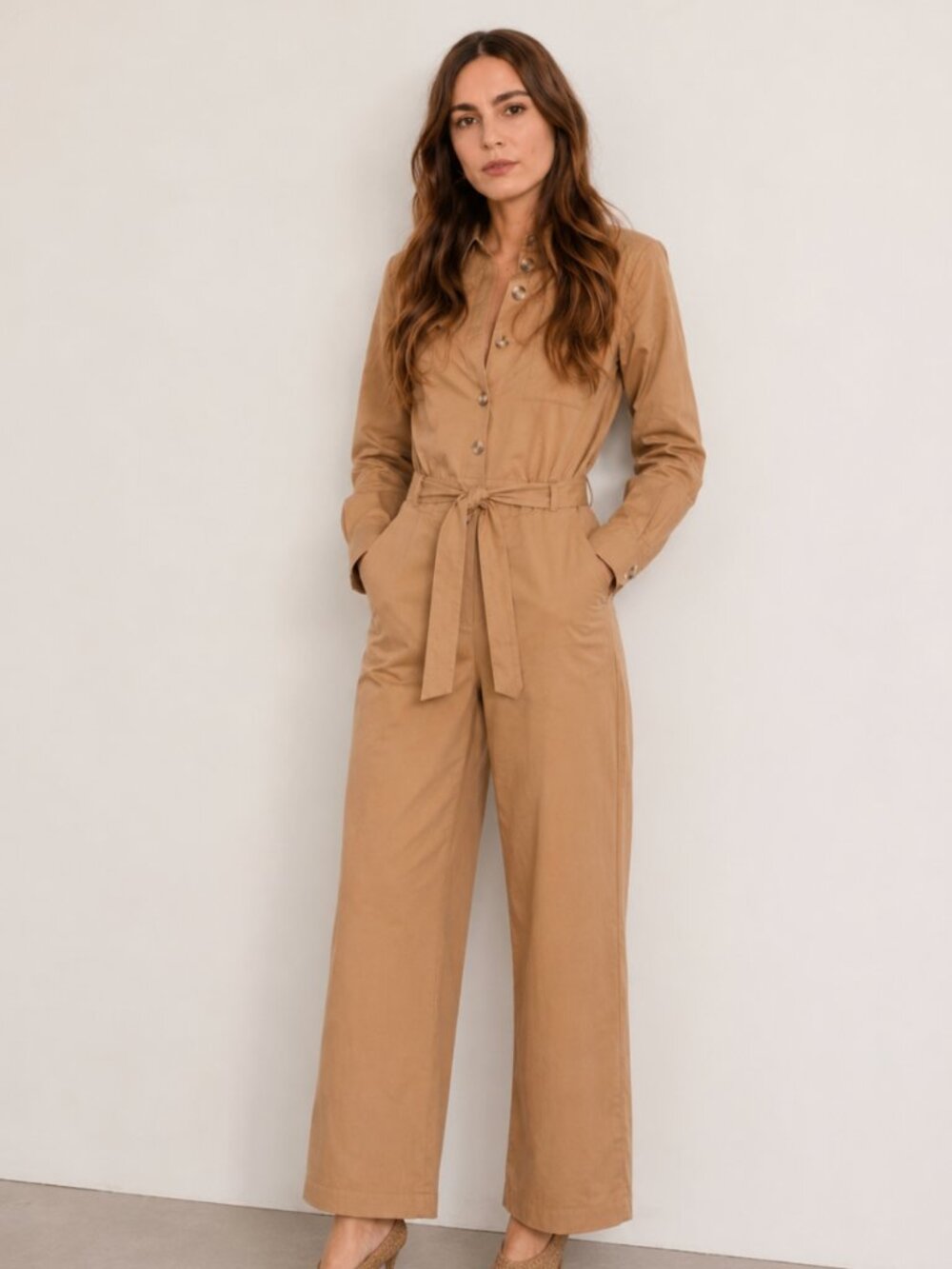 & Other Stories Belted Cotton Jumpsuit Size 2